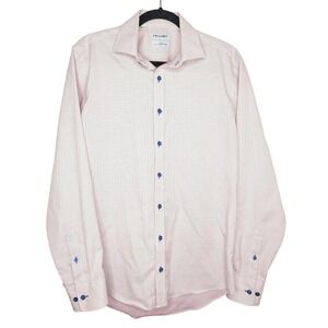 Twillory Dress Shirt Mens 16 34/35 Trim Fit‎ Orange Blue Micro Check Non-Iron